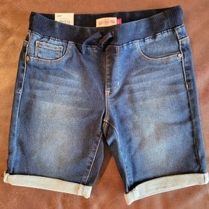 NWT Arizona Girls jean Bermuda shorts w/comfort waist sz 12 dark blue stretchy